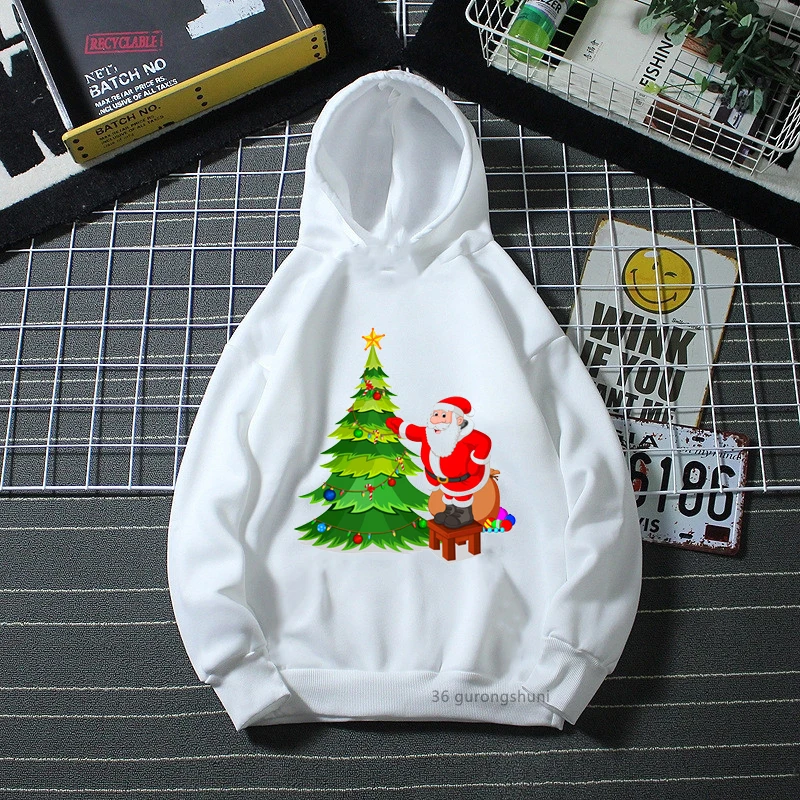 

Funny boys hoodies cartoon santa claus print cute kids winter long-sleeved padded jacket tops fashion girls Christmas Sweatshirt