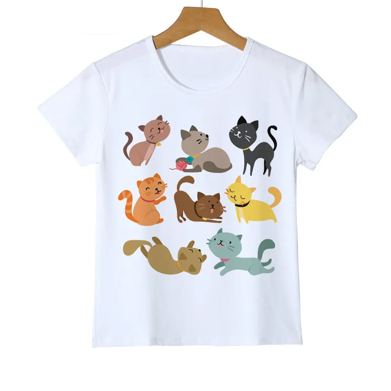 

Children's Brand Clothing Summer Cat Cartoon T Shirt Short Sleeve Boy Girl Casual Funny Cat Tops Tees Female Baby T-Shirt