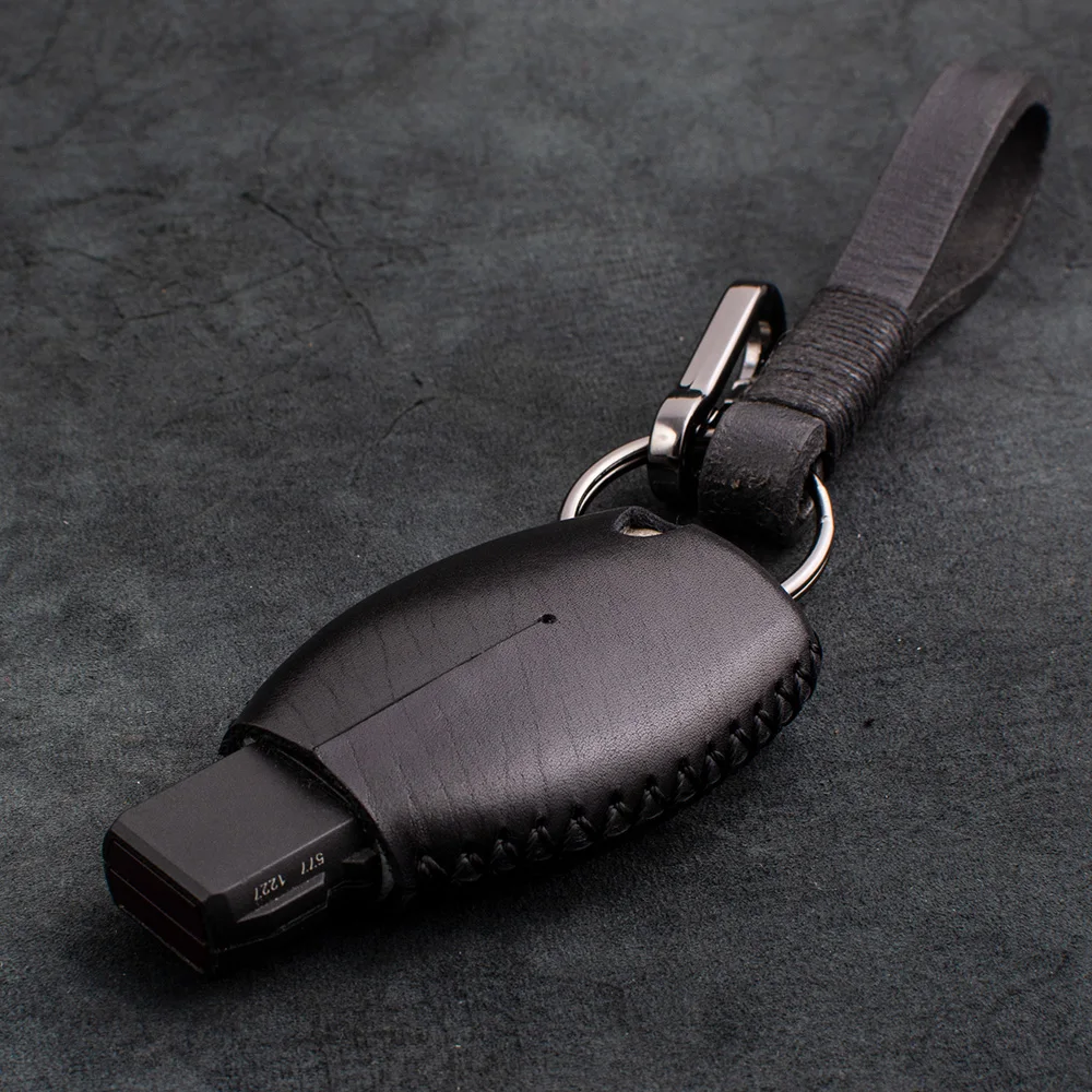 

1X Genuine Leather Car Remote Key Shell Key Case Cover for Mercedes Benz C S E level C200L GLA GLC GLE GLK Car Accessories