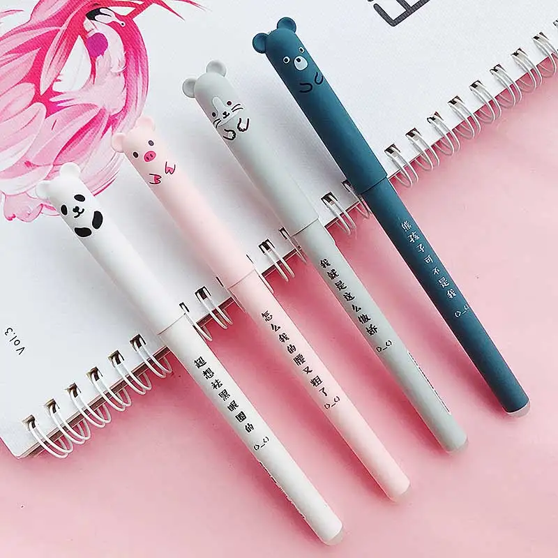 

26Pcs/Lot Animals Erasable Pen 0.35mm Cute Panda Cat Pens Washable Handle Gel Pen 0.35 mm Refill Rods School Kawaii Stationery