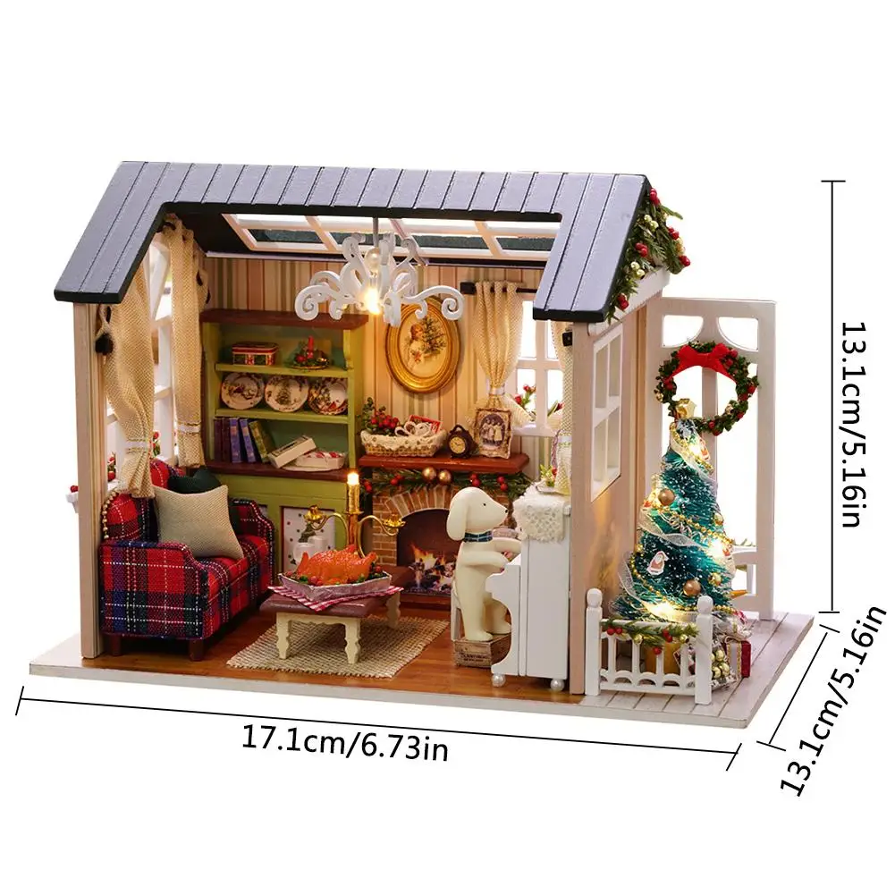 

DIY Dollhouse Three-dimensional Assembly Attic Miniature House Handmade Mini Home Model Kit for Children Holiday Birthday Gifts