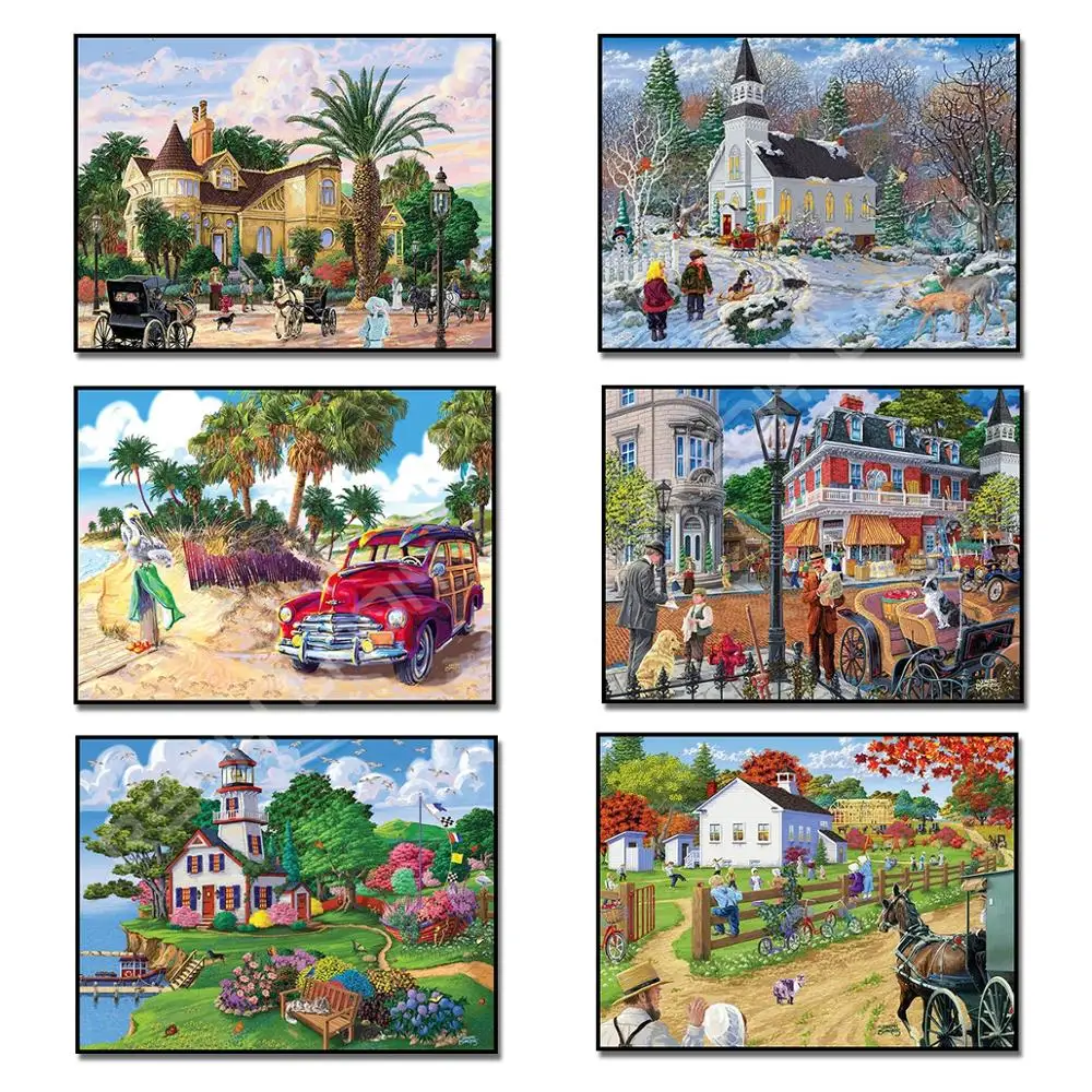 DIY Diamond Embroidery Landscape Church Picture of Rhinestones Cross Stitch Crystal Square/Round Drill Painting Crafts | Дом и сад