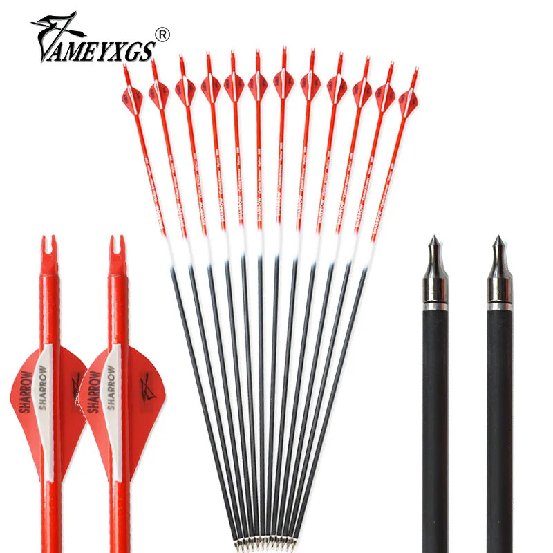 Стрелы для стрельбы из лука 6/12 дюйма 31 5 углеродных стрел 2 лопасти травления