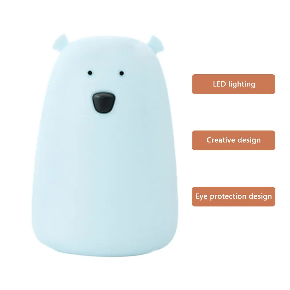 

Creative Lovely Bear Children USB Charging LED Night Light Home Bedroom Decoration Bedside Lamp Gift Pressure Reducing Toy