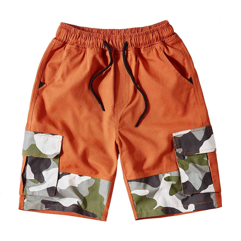 Мужские шорты в стиле пэчворк черные удобные повседневные с эластичным поясом и