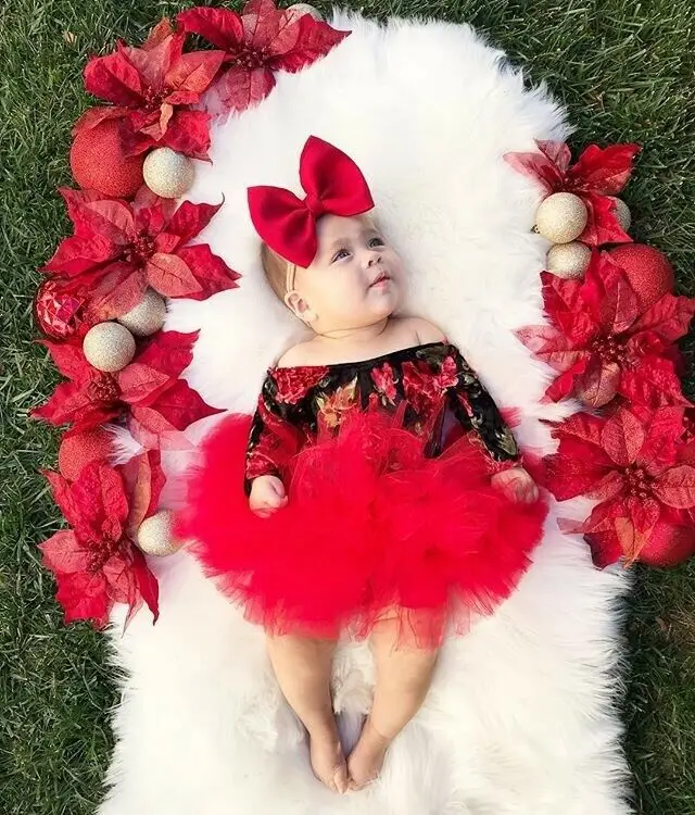 

3PCS Newborn Baby Girl Clothes Sets 3pcs Floral Print Romper Jumpsuit+Tutu Skirt+Headband Outfit Set