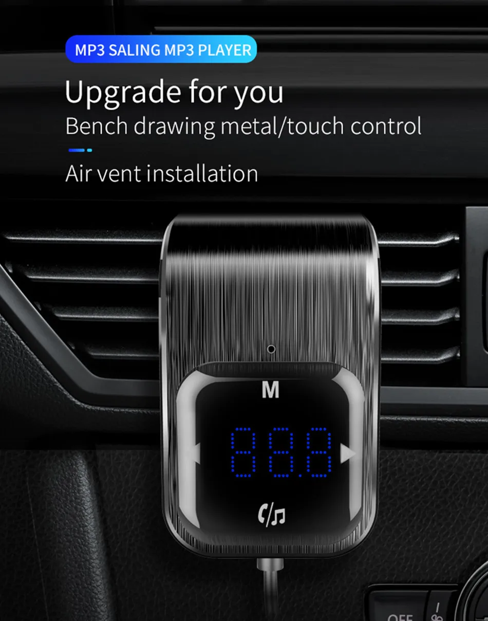 USB адаптер для быстрого автомобильного Зарядное устройство Bluetooth ресивер FM-передатчик модулятор Автомобильный AUX Беспроводной радио адаптер MP3 проигрыватель TF карты и микрофон