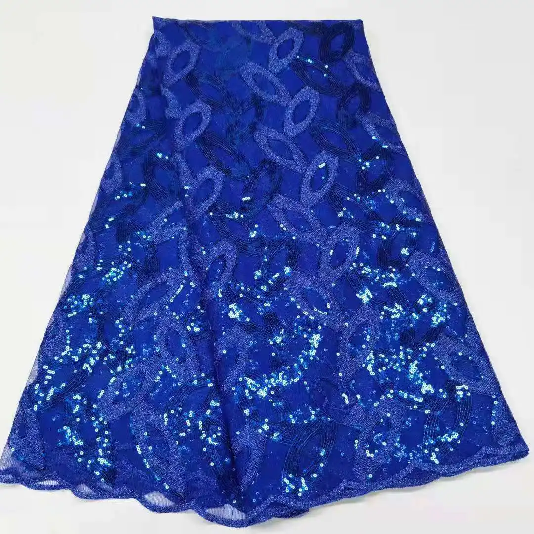 

Wholesale African Lace Fabric 2021 High Quality Lace with Sequins French Net Nigerian Lace Fabrics for Dress QXA1-2
