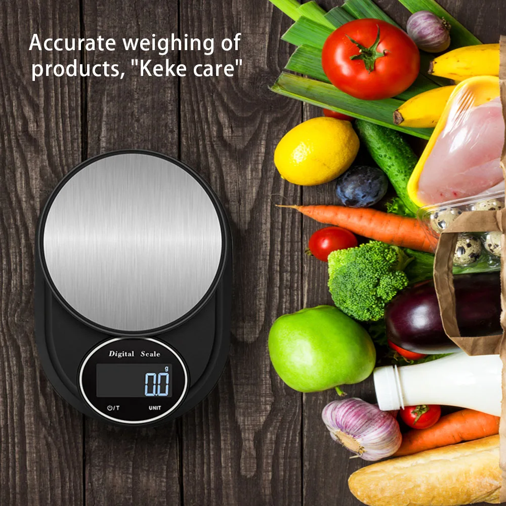 

5KG/0.1g Waterproof Kitchen Scale High Precision Measuring-Tool Luminous Electronic Weighing Tool Food Scale with LED Display