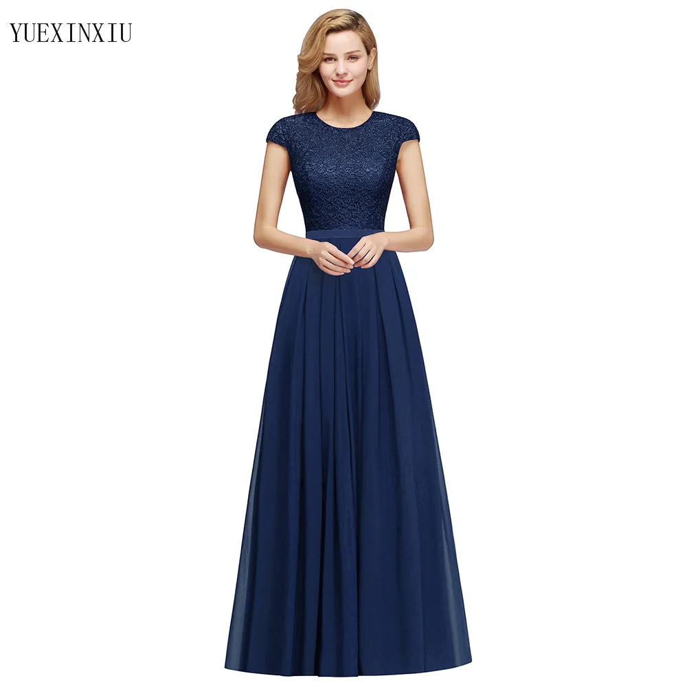 Очаровательное бордовое кружевное шифоновое длинное вечернее платье 2019