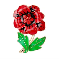 simple drip oil clover red poppy flower brooches women gold leaf enamel pins backpacks british pin jewelry memorial corsage new
