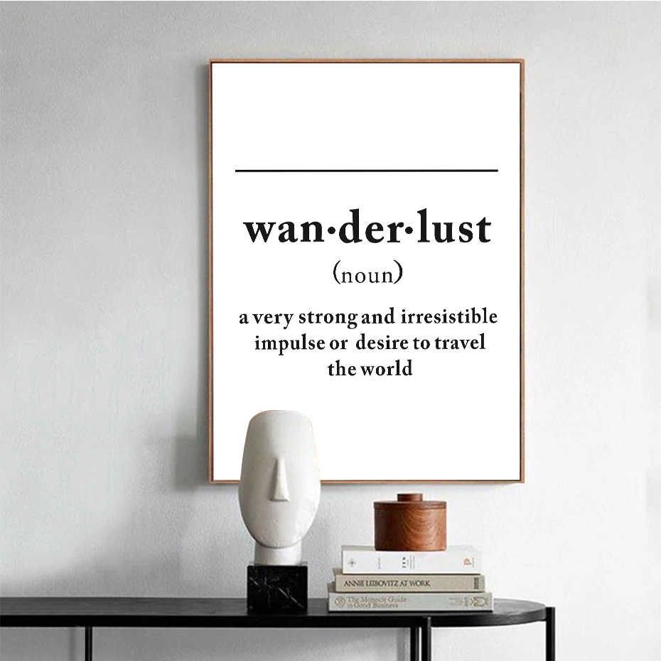 Черный и белый Wanderlust определение буквы холст живопись Скандинавия плакат печать стены Искусство картина для детской комнаты домашний декор