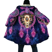 native skull cloak 3d all over printed hoodie cloak for men women winter fleece wind breaker warm hood cloak