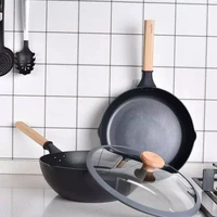 Youpin Non-stick Cooking Frying Pans With Wooden Aluminum Non-stick Cooking Pan Easy Clean Kitchen Explosion Proof Fall Proof
