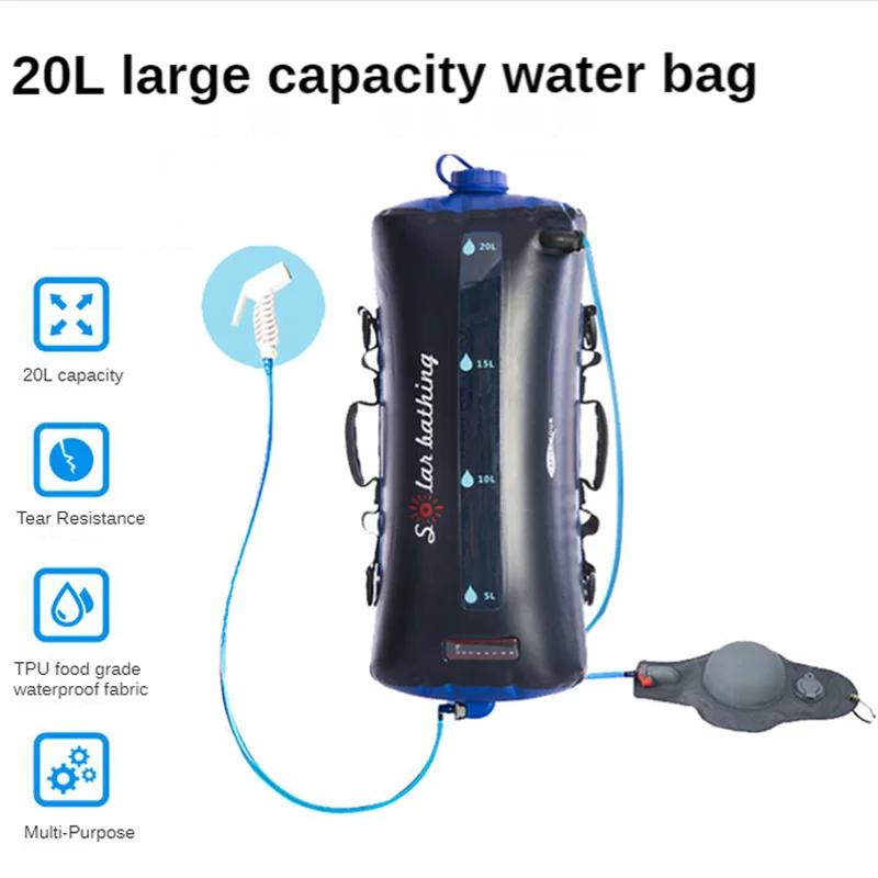 Портативная сумка для воды 20 л ПВХ мешок душа на солнечной батарее отдыха