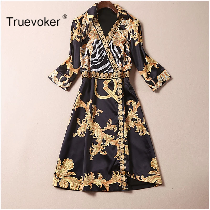 Truevoker летние дизайнерские платья женские с отложным воротником 3/4 рукав