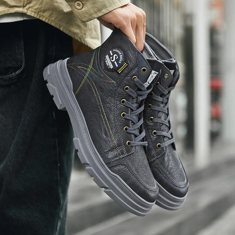 

2020 New Luxury Cowboy Boot Mens Fashion Military Combat Men Boots Brand Leather Boot for Men Anti-Slippery Motorcycle Boots Man