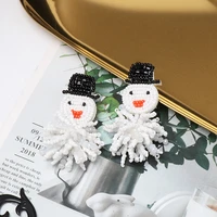 new hot sale christmas earrings creative christmas snowman earrings womens bead earrings jewelry christmas present