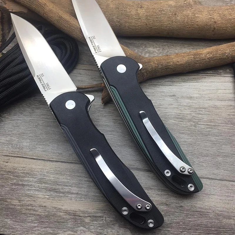 FREETIGER Folding Pocket Knife - D2 Blade G10 Handle Survival Hunting Camping Portable Tactical EDC Tool Kitchen Knives FT901 |
