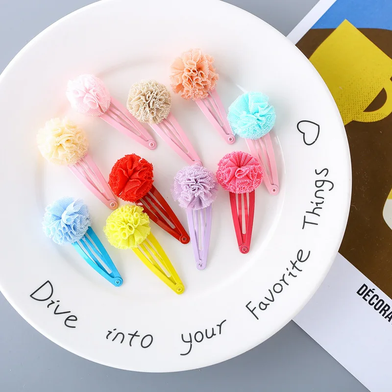 

10PCS Children Hairclips Flowers Ball Hairpins Hair Clips Baby Girls Princess Elegant Headdress Hair Clips Kids Hair Accessories