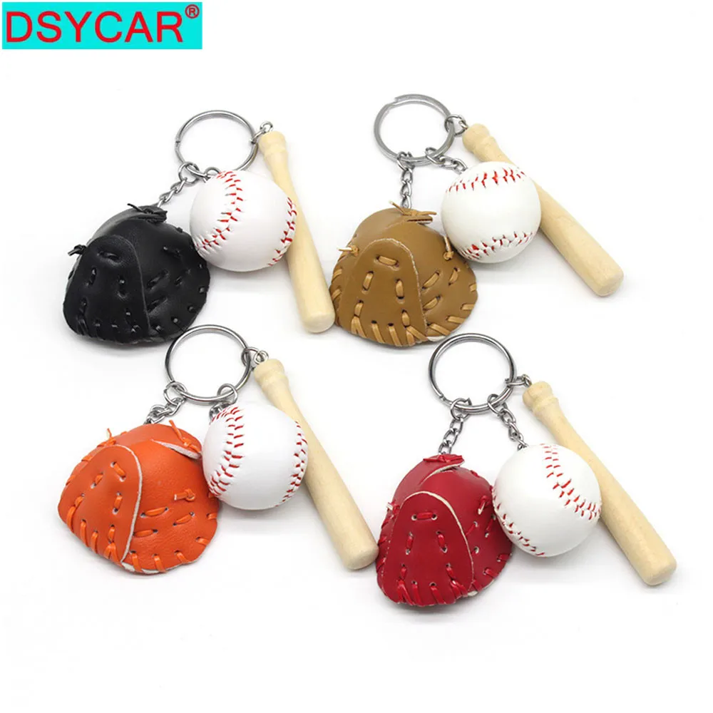 DSYCAR 1 комплект мини брелки бейсбольные перчатки и модель летучей мыши новинка