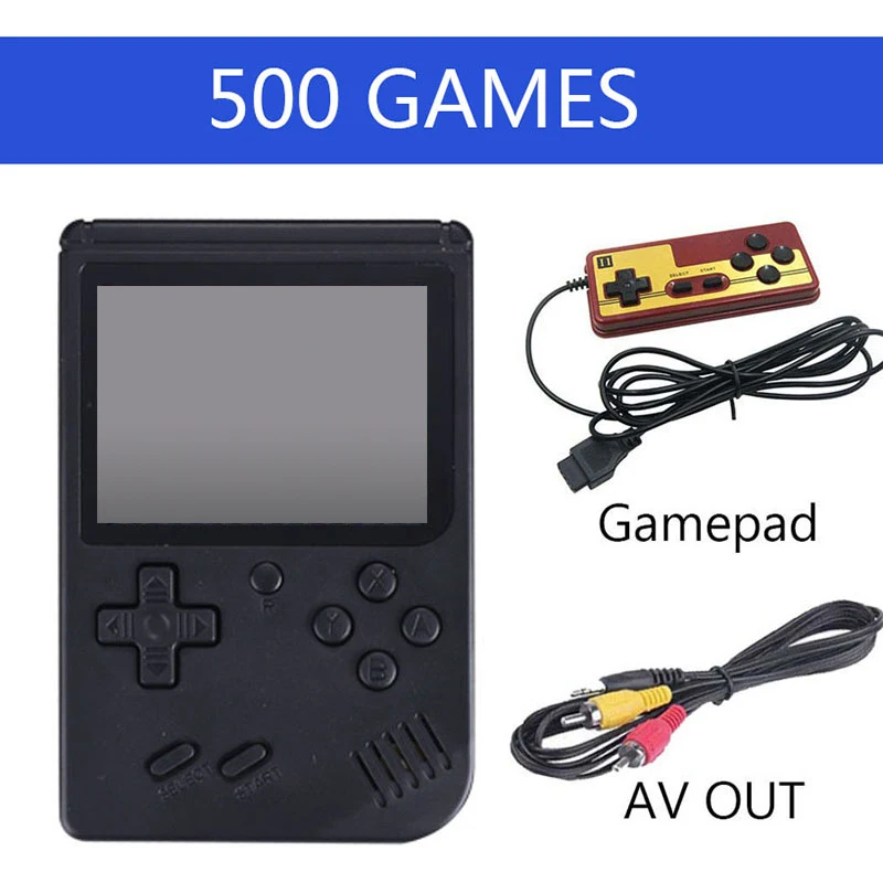 Black add Gamepad Новинка 500 игры ретро портативная мини игровая консоль 8 бит карманный портативный игровой плеер встроенные классические игры лучший подарок для ребенка - Цвет: Black add Gamepad