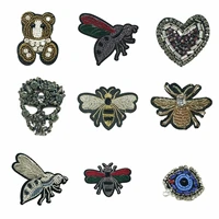 embroidery beaded bear star cross bee love heart crown lip eyes embroideried patches for clothing az 40