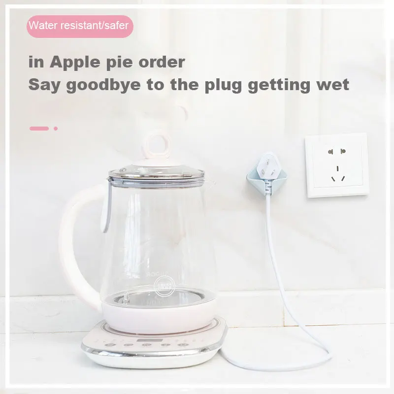 

2PCS Power Plug Hook Punch-Free Non-Marking Socket Storage Rack Water-Proof Multifunctional Can Put Toothbrushes Home Storage