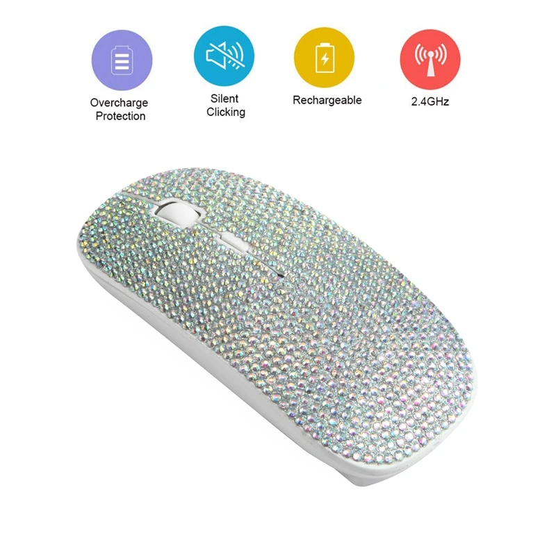 

2.4GHz Wireless Mouse Covered with Rhinestone Crystal with USB Receiver Computer Mouse Ergonomics Mouse