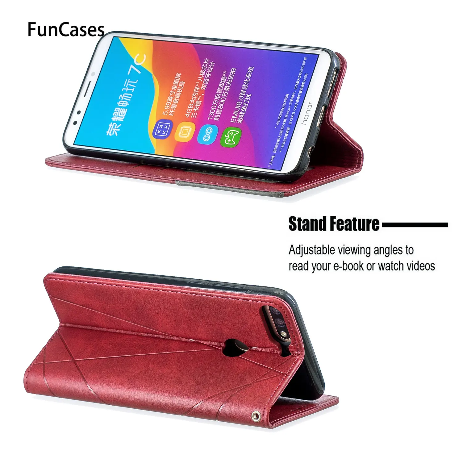 Phone Cases For cover Huawei Honor 7C Caso Geometry PU Leather Flip Wallet Case sFor Enjoy 8 Nova 2 Lite Y7 2018 Prime | Мобильные