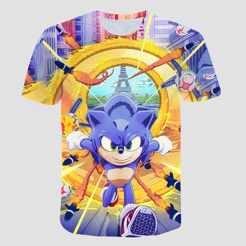 

Costume Children 2021 summer Kids Clothes Clever Baby Tshirts street 3D Boys Supersonic sonic Print Girls Funny T-shirts