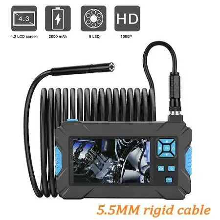 

P30 5.5mm 8mm Inspection Endoscope camera HD1080P 4.3inch Screen IP67 Waterproof Industrial Borescope LED Lights 2600mAh Battery