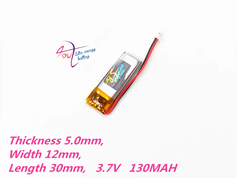 JST 1.5mm 2pin 3.7V 130mAh 501230 Lithium Polymer Li-Po Rechargeable Battery with For Mp3 GPS bluetooth headphone headset | Электроника