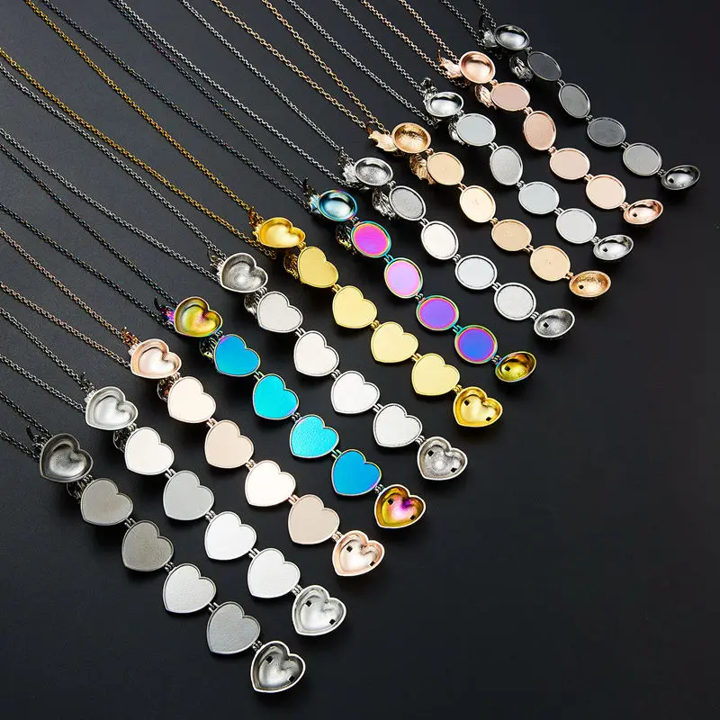 

Personality DIY Photo Openable Ball Heart Angel Wings Locket Pendant Necklace Women Family For Men Gifts Frame Memory Jewelry