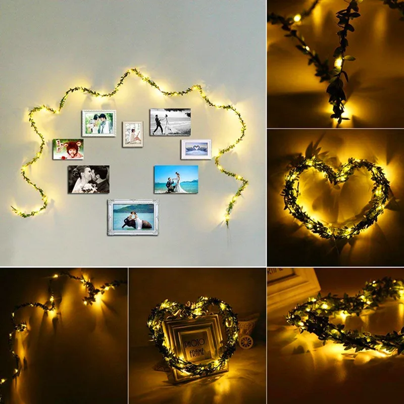 

Solar Power 2/3/5/10m Fake Creeper Green Leaf Ivy Vine LED String Light For Home Wedding Party Hanging Garland Artificial Flower