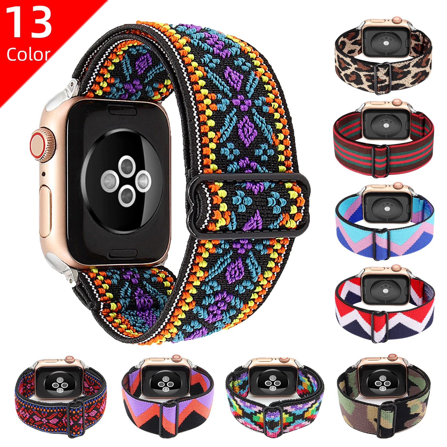 

Scrunchie Elastic Adjustment Nylon Loop Strap for Apple Watch 6 SE Band 38 40 42 44mm for Iwatch 5 4 3 Man Women Watch Bracelet