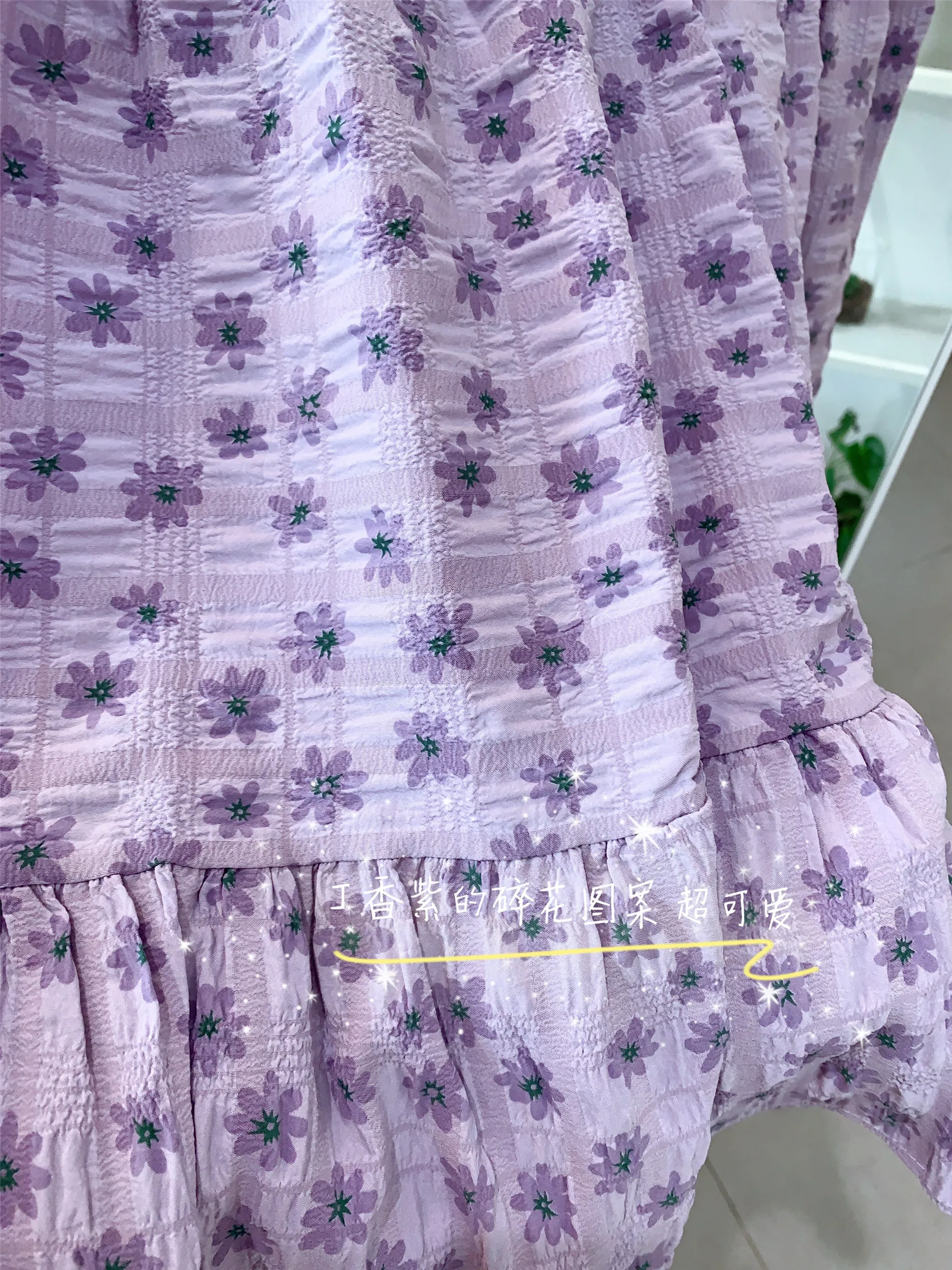 

women Summer first love Lilac and purple doll Dress 2020 Summer print prairie chic pleated puff sleeve loose knee-length dress