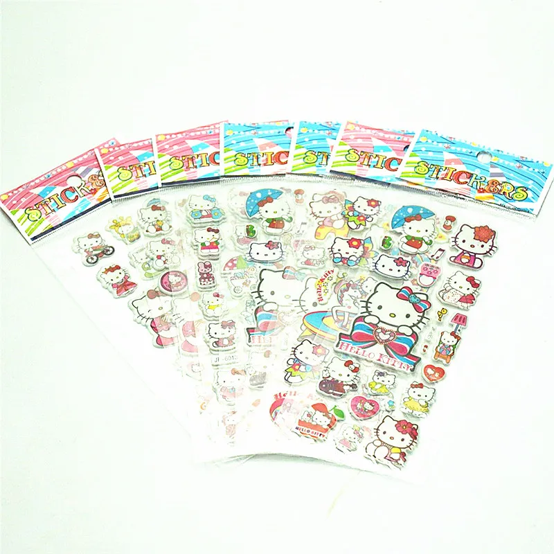 20/10/5PC Hello Kitty Cartoon Birthday Party Gift Present Supplies Sticker Baby Shower Girls School Reward 3D Bubble PVC | Дом и сад