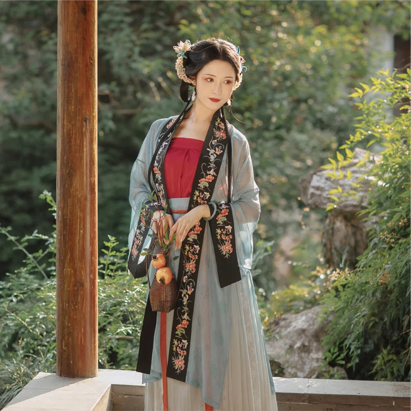 

New Style Hanfu Suit Chinese Traditional Female Clothes Song Dynasty Women Elegant Qi Yao Three-Piece Set Festival Dress DQL4630