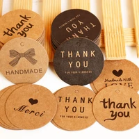 100pcs 4cm round kraft paper tags thank you handmade gift bags label box bag package wrapping supplies wedding birthday favors