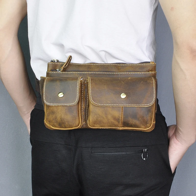 Модная качественная кожаная мужская сумка на ремне через плечо дизайнерская