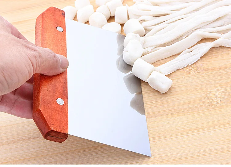 Stainless Steel Flour Scraper Patch Slicing Knife Pancake Cake Rice Noodles Wooden Handle Dough | Дом и сад