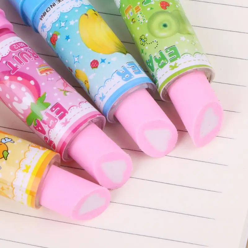

Lovely Lipstick Style Rubber Fruit Pencil Eraser Office Stationery Gift Toy M5TE