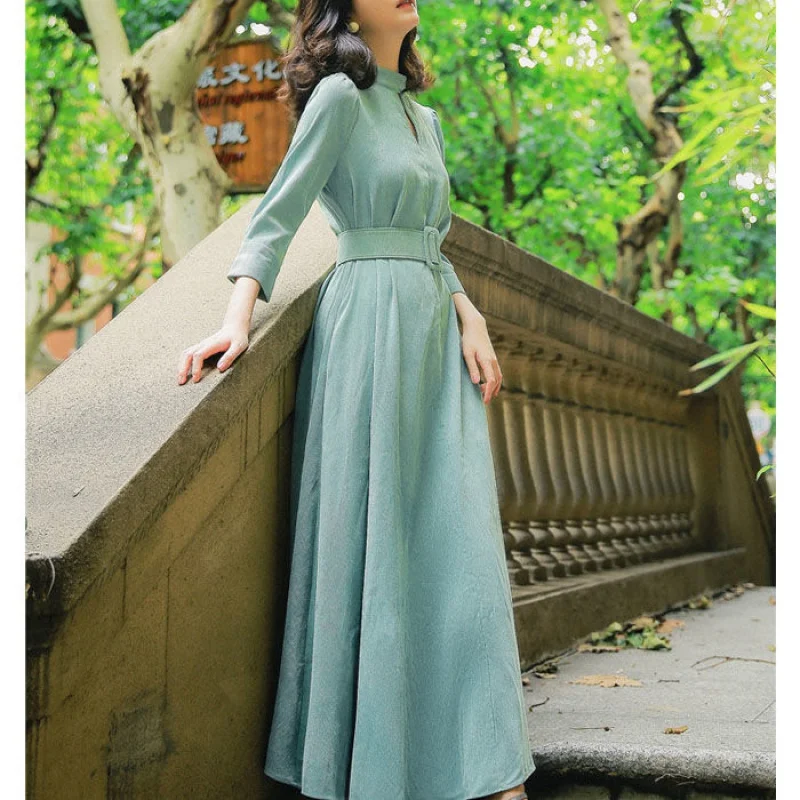 Новые весенние женские платья-трапеции Timis Li платья с воротником-стойкой и