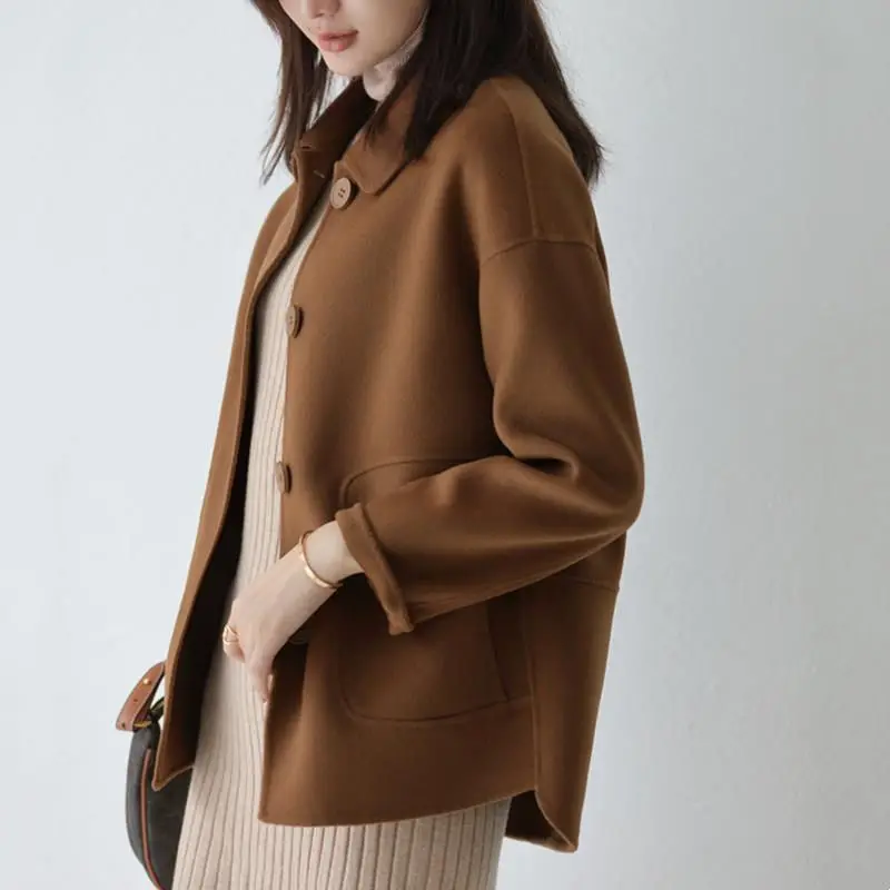 

Simple Woolen Coat Women's Short Coats and Jackets Women Korean Fashion Clothing Loose Wool Coat Winter Coat Abrigos Mujer