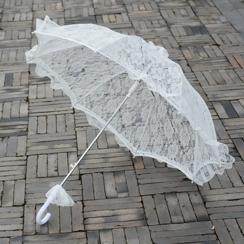 

Белый кружевной Свадебный зонт для невесты, женский костюм, маскарадные аксессуары, зонтик для стрельбы, реквизит, свадебное украшение