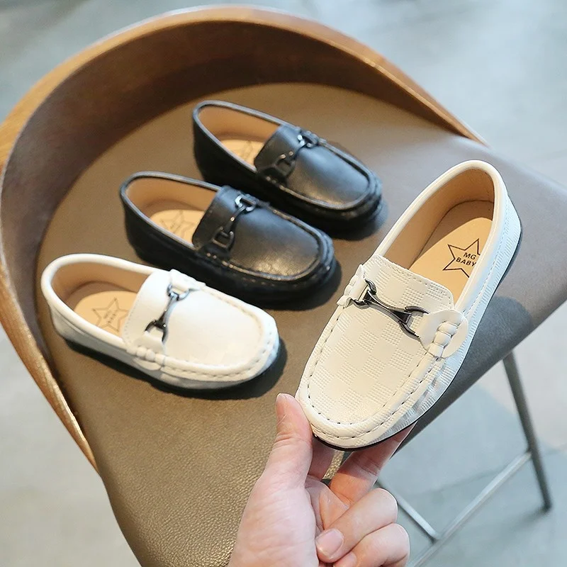 

Spring And Autumn Round Toe Fashionable Soft-soled Children's Shoes Small Leather Shoes British Style Shiny Boy Shoes