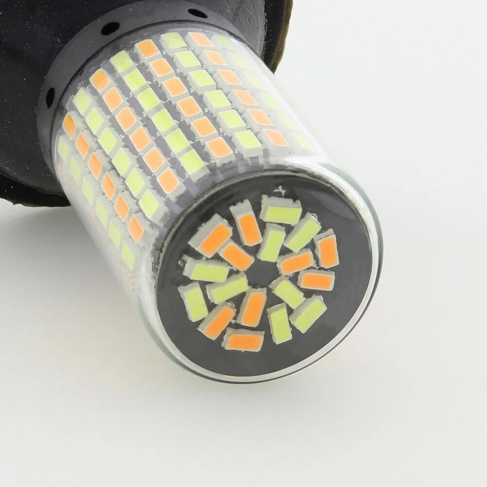 

T20 Car White Amber Turn Signal Light 1 Pair 12V 168-SMD 7440 CANBUS DRL