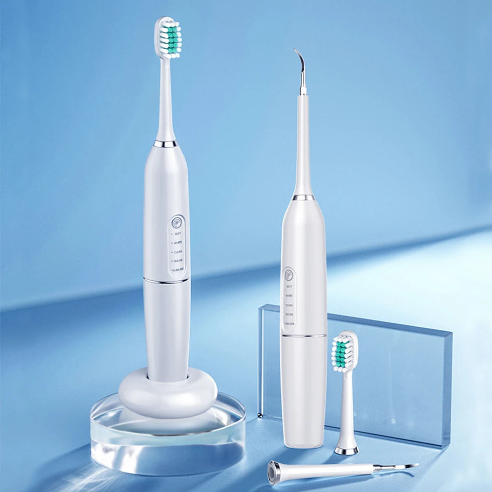 

Smart Electric Toothbrush Whitening Teeth Waterproof Dental Scaler Tartar Cleaner Kit Inductive Charging 5 Mode for Adults Kids