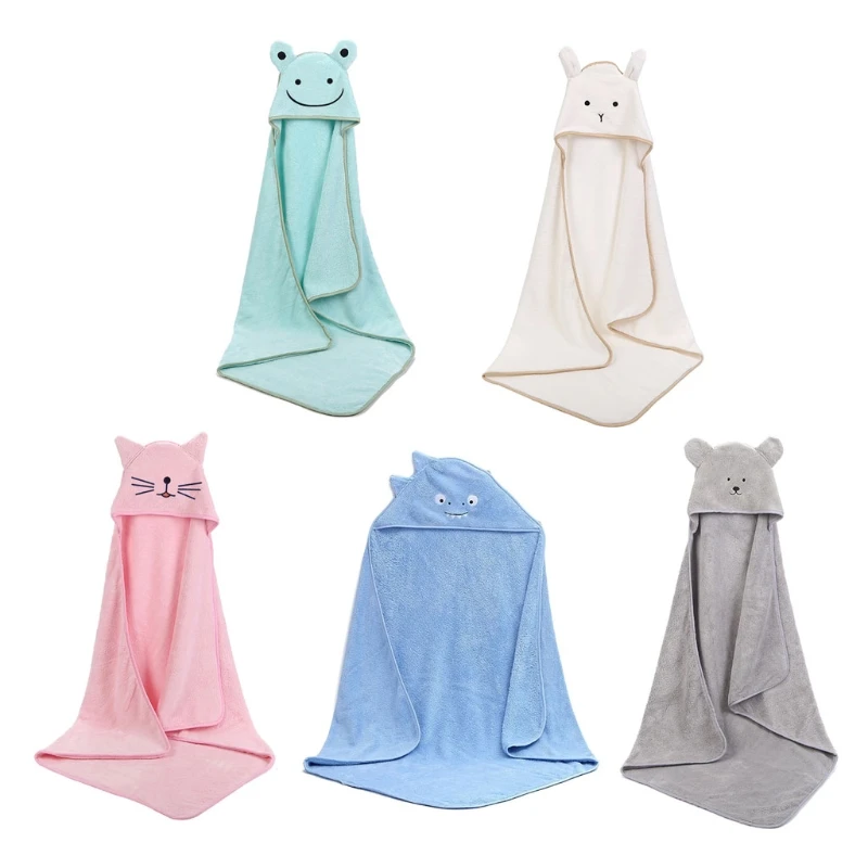 

Baby Poncho Bath Towel Velvet 90*90cm Fleece Hood Infant Towels Blanket Newborn Baby Hooded Towel Infant Babies Spa